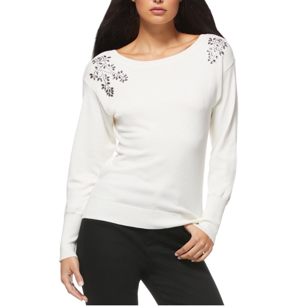 Sofia Jeans Embellished Sweater with 2-Way Neckline